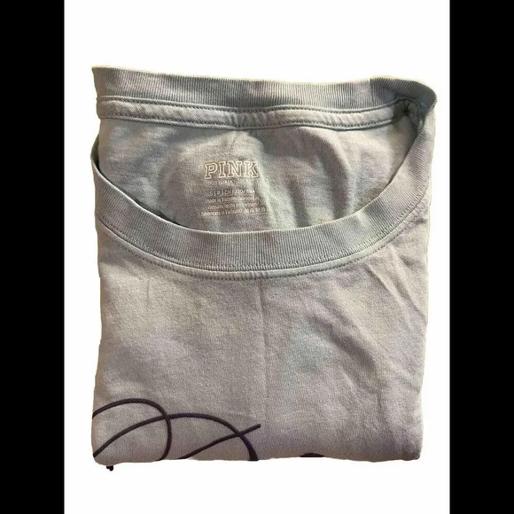 Preppy Baby Blue VS Pink Campus Oversized  Logo T size small - Picture 5 of 5